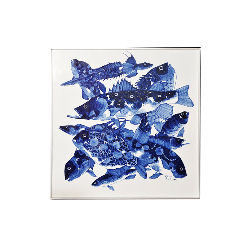 Blue and white porcelain plate painting