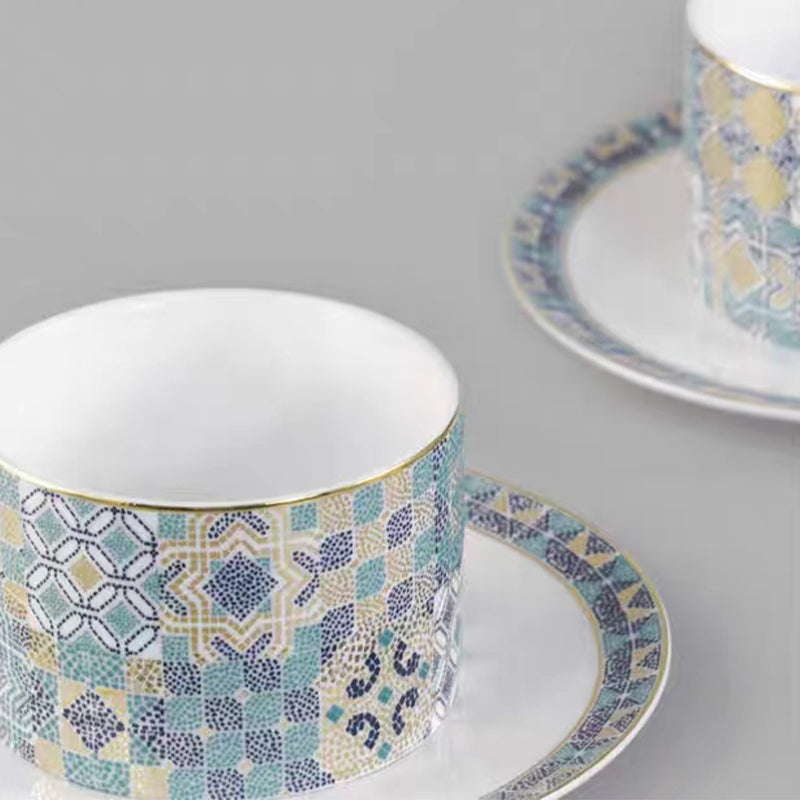 Toothed Jingdezhen ceramic coffee cup set ocean series