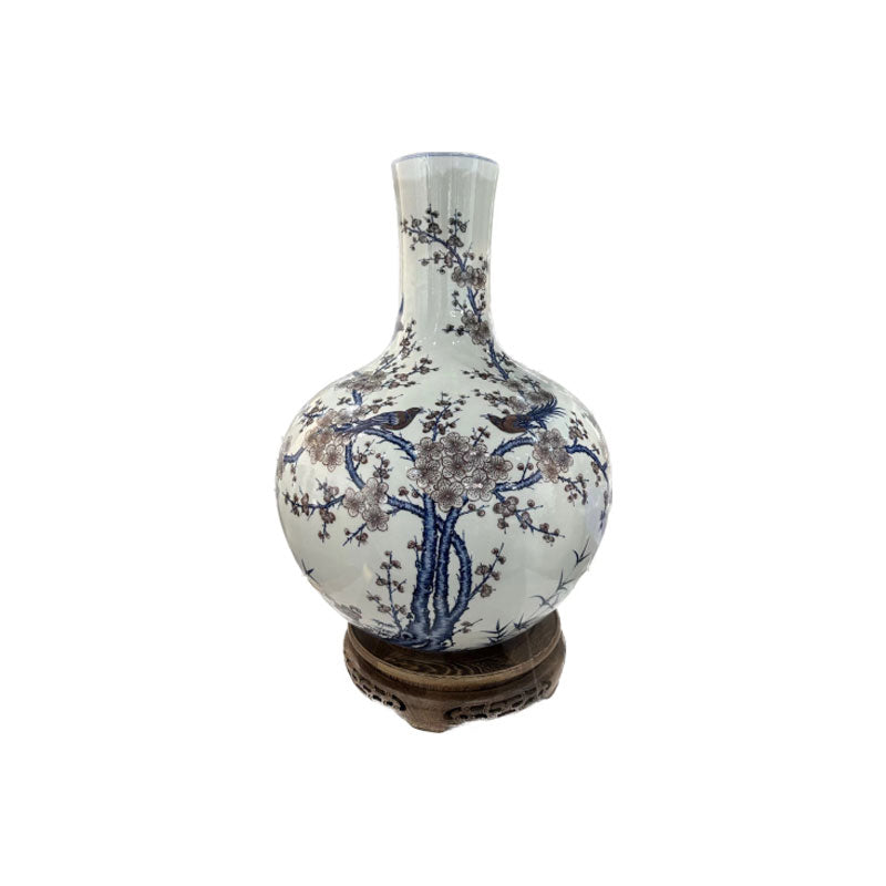 Blue and White underglaze red Nagpie Pattern Bottle